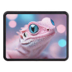 Cute Little Pink Lizard with Big Blue Eyes Hitch Cover