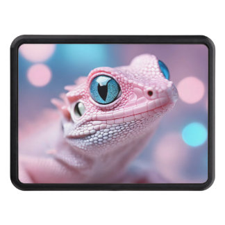 Cute Little Pink Lizard with Big Blue Eyes Hitch Cover