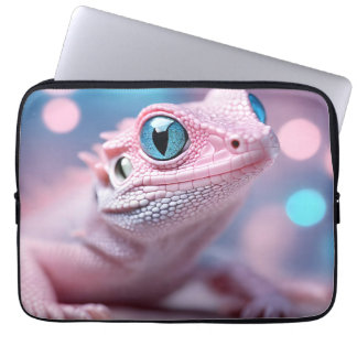 Cute Little Pink Lizard with Big Blue Eyes Laptop Sleeve