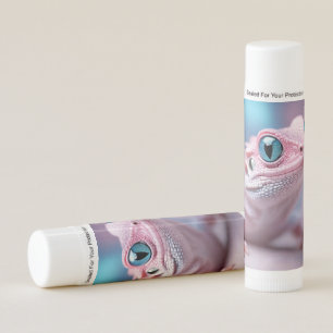 Cute Little Pink Lizard with Big Blue Eyes Lip Balm