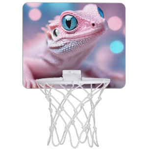 Cute Little Pink Lizard with Big Blue Eyes Mini Basketball Hoop