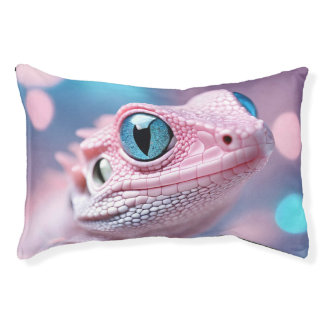 Cute Little Pink Lizard with Big Blue Eyes Pet Bed