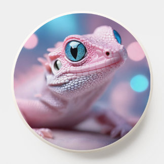 Cute Little Pink Lizard with Big Blue Eyes PopSocket