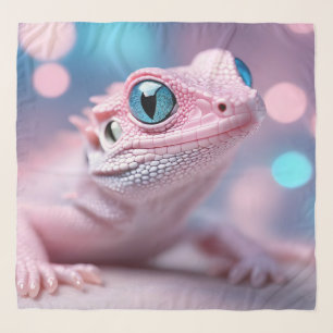 Cute Little Pink Lizard with Big Blue Eyes Scarf