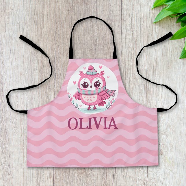 Cute Little Pink Owl Wearing Scarf and Hood Apron (Creator Uploaded)