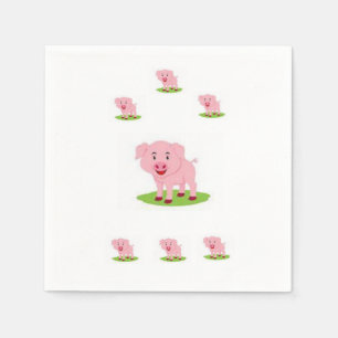 Cute Little Pink Pig Paper Napkin