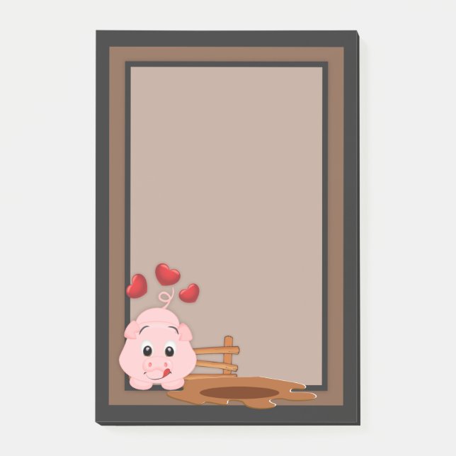 Cute Little Pink Piggy Post-it Notes (Front)