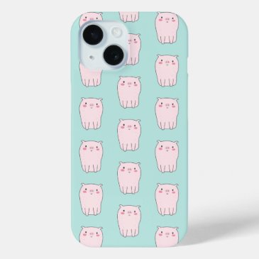 Cute Little Pink Pigs - Aqua Green
