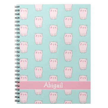 Cute Little Pink Pigs - Aqua Green Kids Notebook