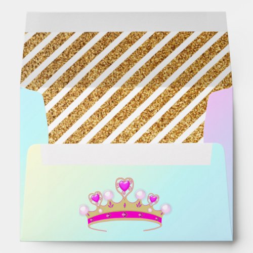 Cute Little Pink Princess Crown Birthday Party Envelope