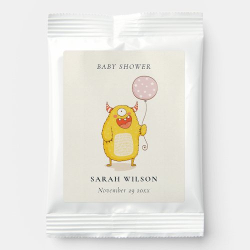Cute Little Pink Yellow Happy Monster Baby Shower Hot Chocolate Drink Mix