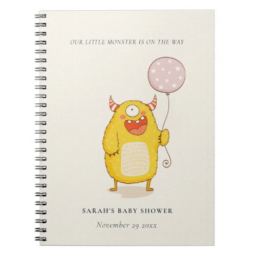 Cute Little Pink Yellow Happy Monster Baby Shower Notebook