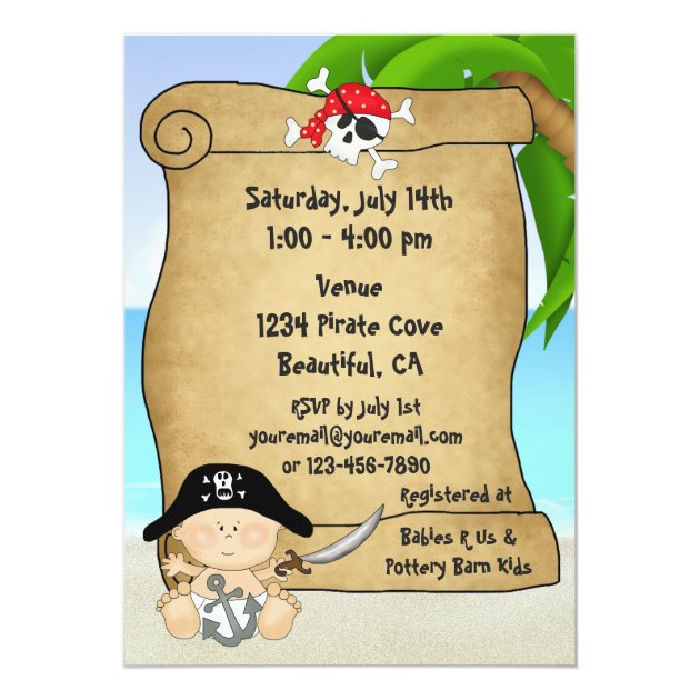 Cute Little Pirate Boys Baby Shower Invitation