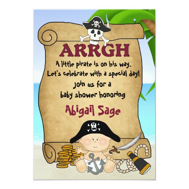 Cute Little Pirate Boys Baby Shower Invitation