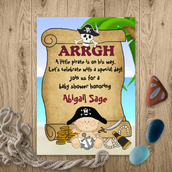 Cute Little Pirate Boys Buccaneer Baby Shower Invitation by TheBeachBum at Zazzle