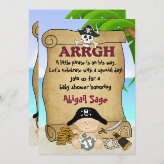 Cute Little Pirate Boys Buccaneer Baby Shower Invitation