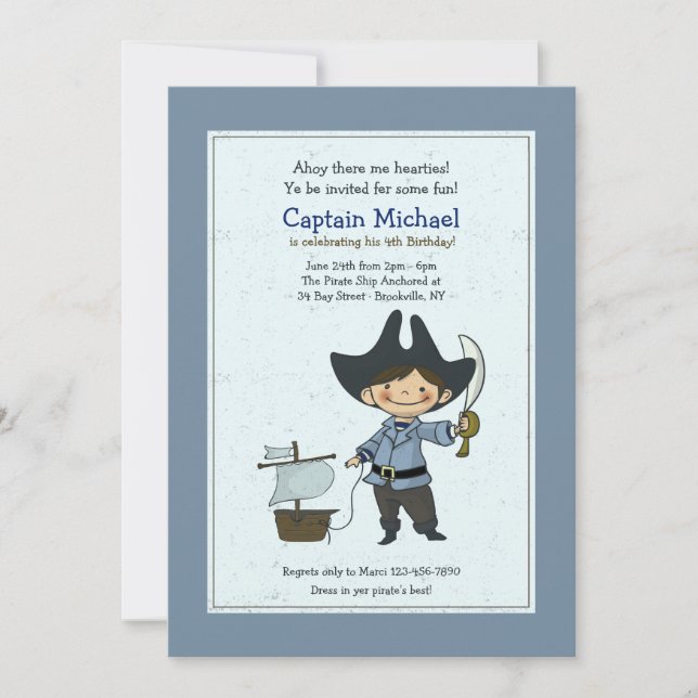 Cute Little Pirate Invitation (Front)