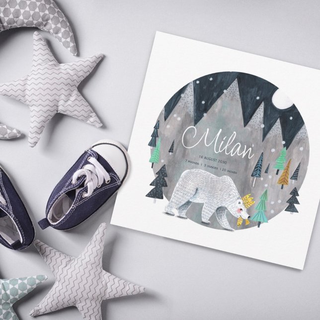 Cute Little Polar Bear Birth announcement  (Creator Uploaded)