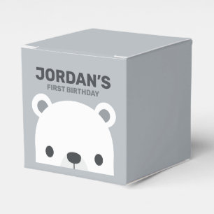 Cute Little Polar Bear Birthday Favor Boxes