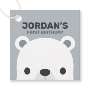 Cute Little Polar Bear Birthday Favor Tags