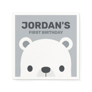 Cute Little Polar Bear Birthday Napkins