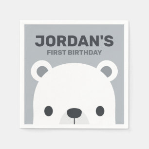 Cute Little Polar Bear Birthday Napkins