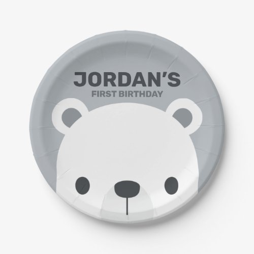 Cute Little Polar Bear Birthday Paper Plates