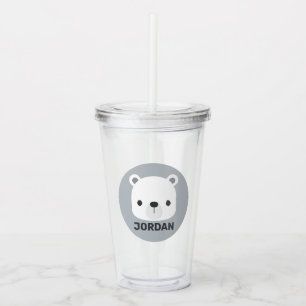 Cute Little Polar Bear with Personalized Name Acrylic Tumbler