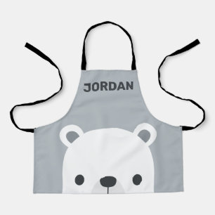 Cute Little Polar Bear with Personalized Name Apron