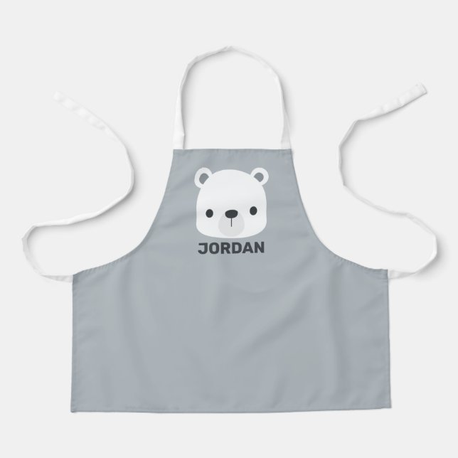 Cute Little Polar Bear with Personalized Name Apron (Front)