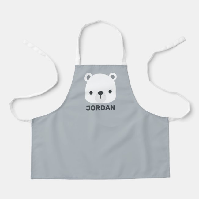 Cute Little Polar Bear with Personalized Name Apron