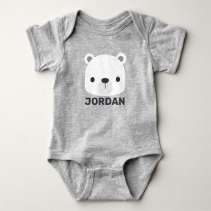 Cute Little Polar Bear with Personalized Name Baby Bodysuit