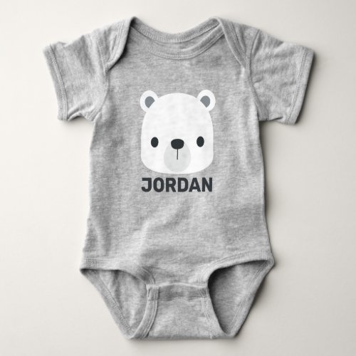 Cute Little Polar Bear with Personalized Name Baby Bodysuit