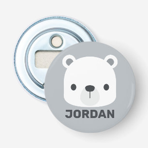 Cute Little Polar Bear with Personalized Name Bottle Opener