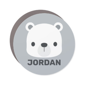 Cute Little Polar Bear with Personalized Name Car Magnet