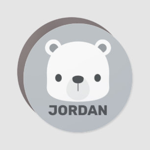 Cute Little Polar Bear with Personalized Name Car Magnet