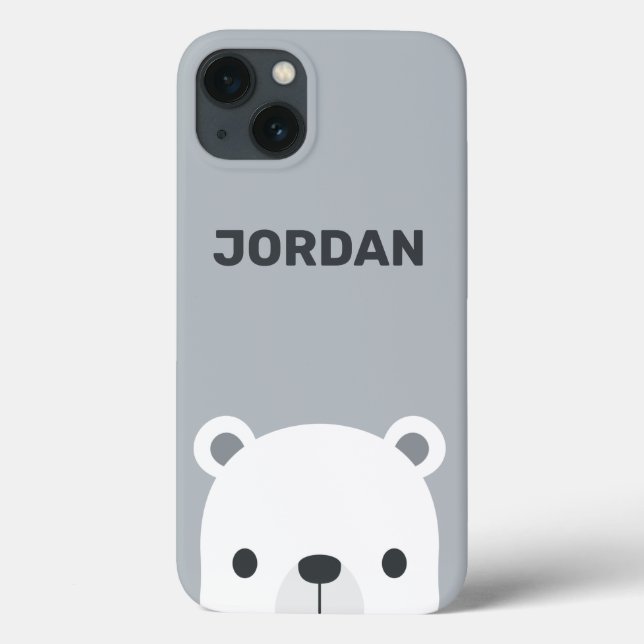 Cute Little Polar Bear with Personalized Name Case-Mate iPhone Case (Back)