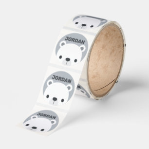 Cute Little Polar Bear with Personalized Name Classic Round Sticker