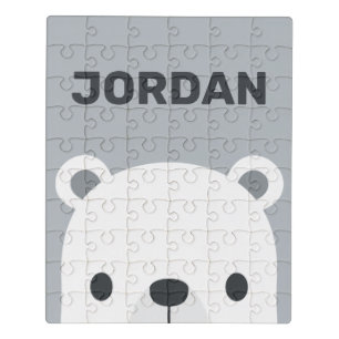 Cute Little Polar Bear with Personalized Name Jigsaw Puzzle