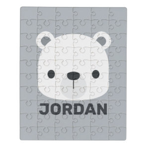 Cute Little Polar Bear with Personalized Name Jigsaw Puzzle