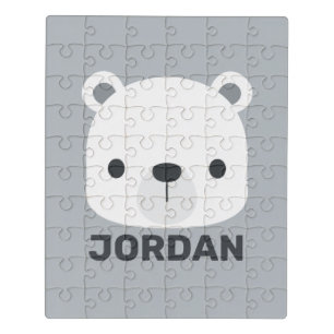 Cute Little Polar Bear with Personalized Name Jigsaw Puzzle