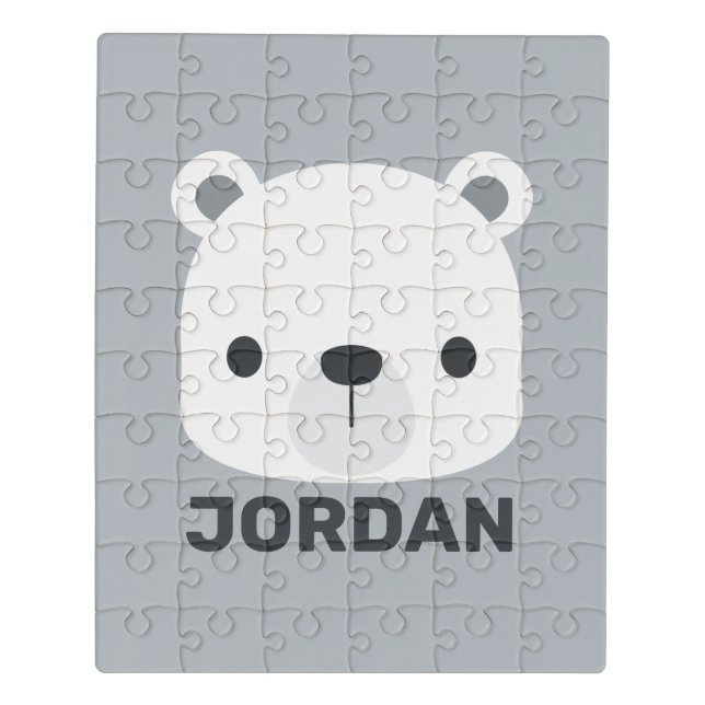 Cute Little Polar Bear with Personalized Name Jigsaw Puzzle (Puzzle Vertical)