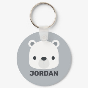 Cute Little Polar Bear with Personalized Name Keychain