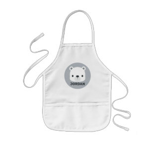 Cute Little Polar Bear with Personalized Name Kids' Apron