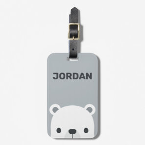 Cute Little Polar Bear with Personalized Name Luggage Tag