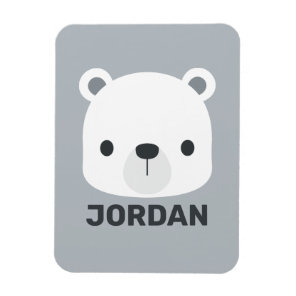 Cute Little Polar Bear with Personalized Name Magnet