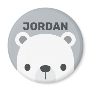 Cute Little Polar Bear with Personalized Name Magnet
