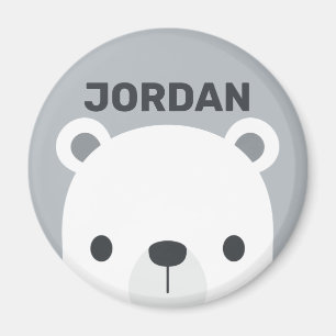 Cute Little Polar Bear with Personalized Name Magnet