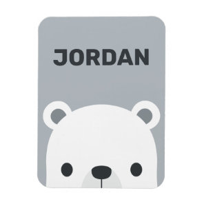 Cute Little Polar Bear with Personalized Name Magnet
