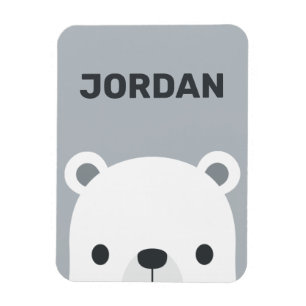 Cute Little Polar Bear with Personalized Name Magnet